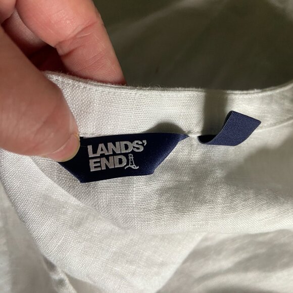 Lands' End White Linen Sweetheart Button Front Midi Dress Sz 6-8 Romantic Beachy - Picture 13 of 13